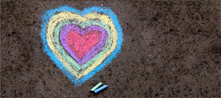 A heart chalked onto a pavement