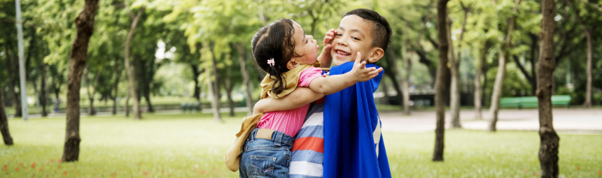 Hugging children